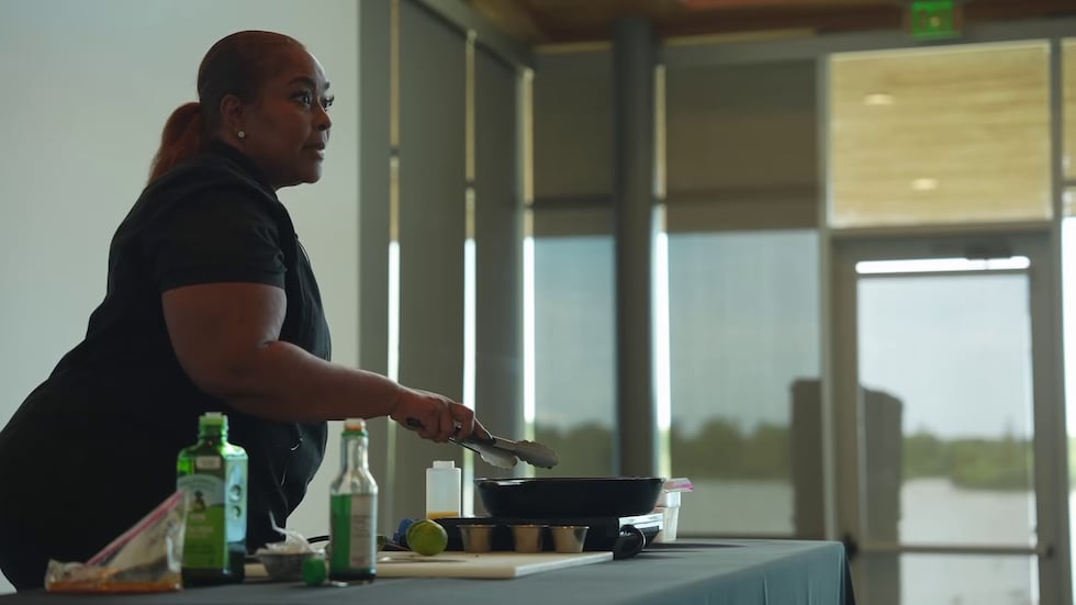 Chef Ragan Oglesby-Phillips hosting cooking demonstration