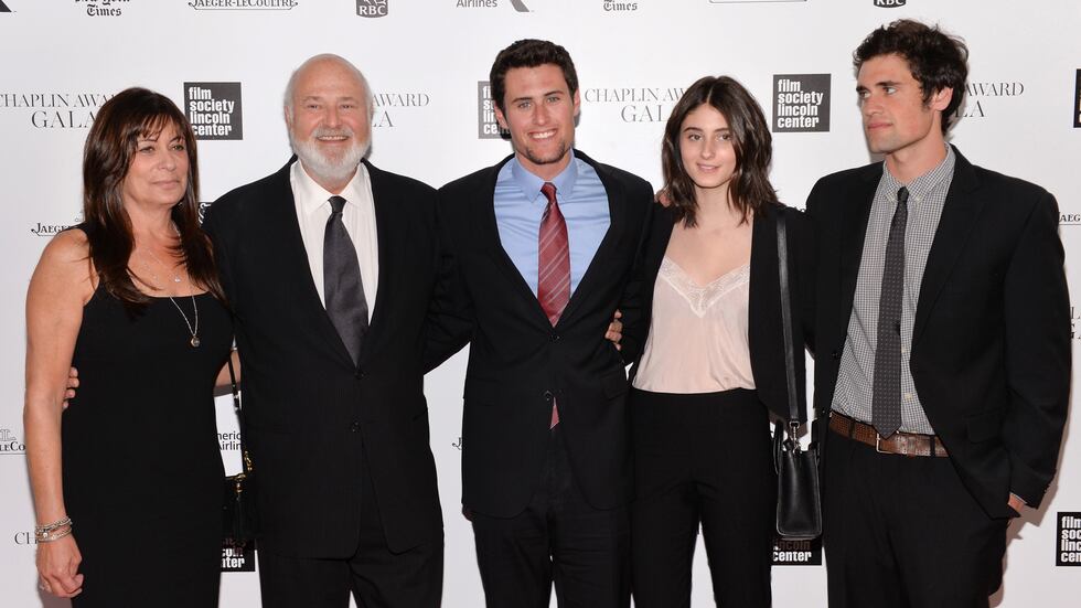 FILE - Honoree Rob Reiner, second left, poses with his wife Michele, left, and children Jake,...