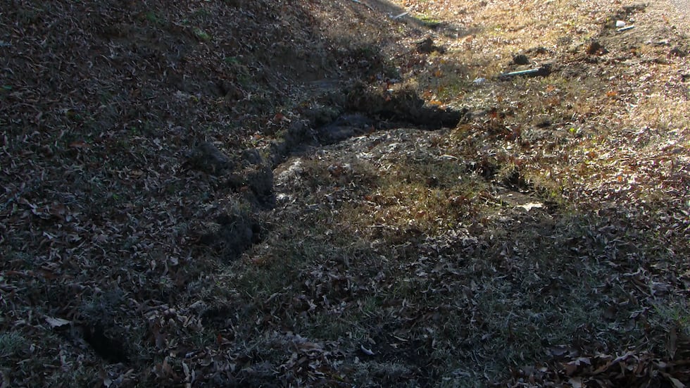 Leftover scene where a truck was seen dragging a stolen ATM down the highway