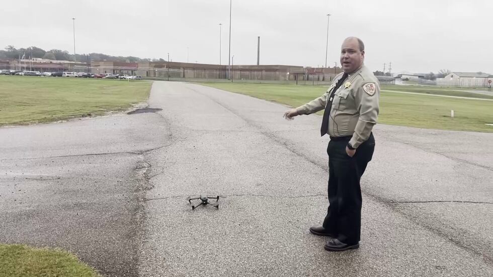 Shelby County Sheriff's Office Lieutenant Jason Valentine demonstrates how the department...