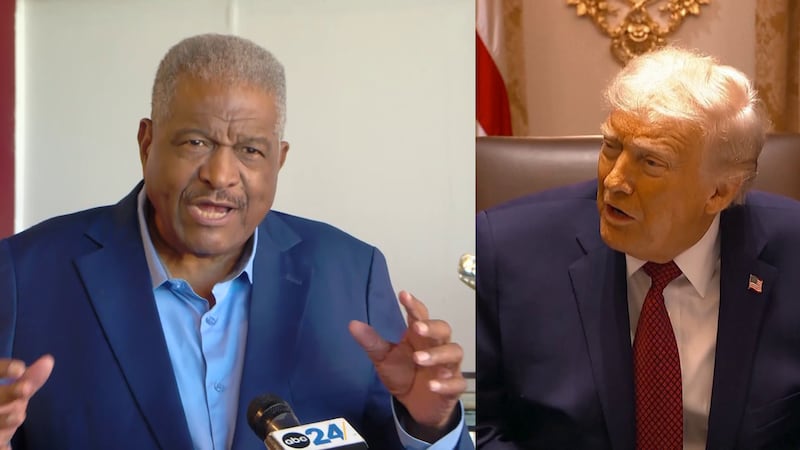 (L) Thomas Burrell, president of the Black Farmers and Agriculturalists Association (R) U.S....