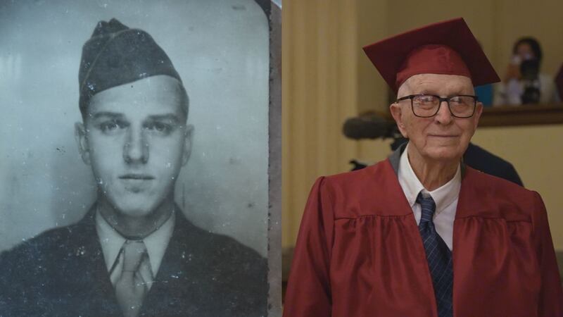Harlan Olson, 101, was among the Denfeld High School class of 2024 and sat mesmerized Thursday...