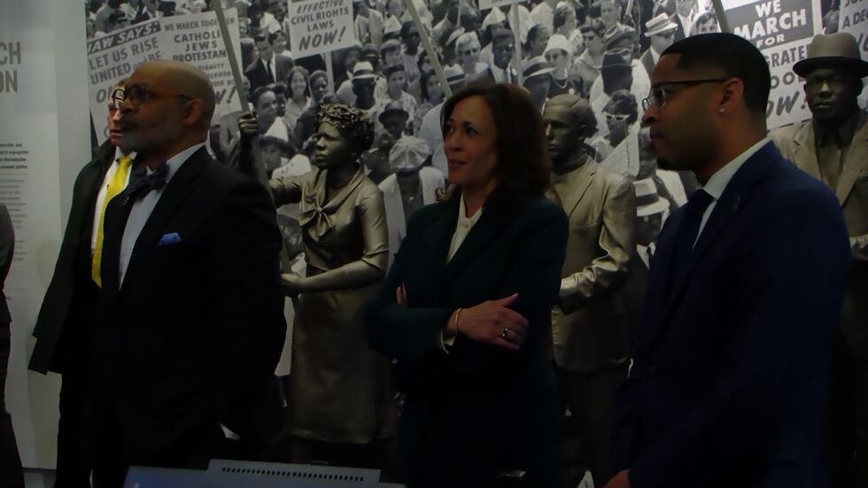 Kamala Harris tours the National Civil Rights Museum on Reverend Dr. Martin Luther King Jr.'s...