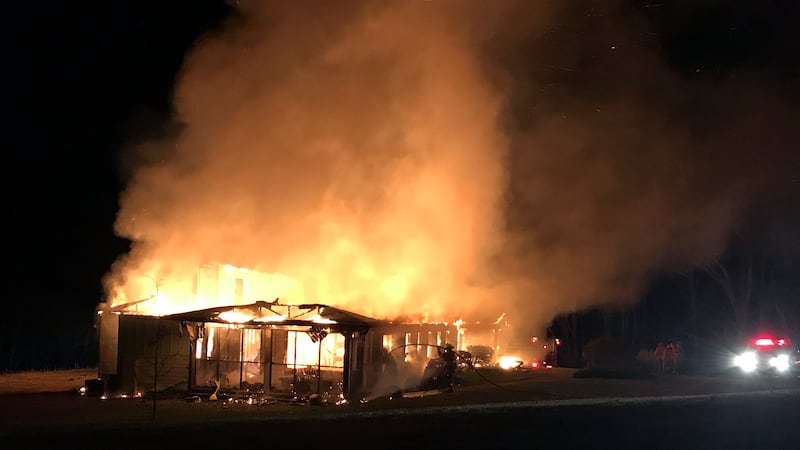 This March 29, 2019 photo provided by the New Market Fire and Rescue Team shows a fire at the...