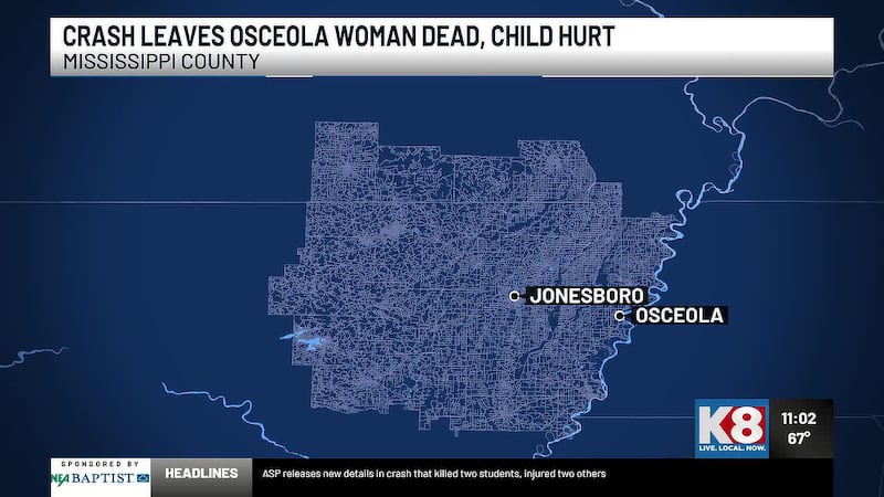 An Osceola woman died and a child was injured in a single-vehicle crash Thursday night in...