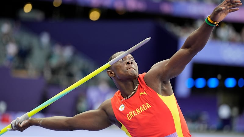 Anderson Peters, of Grenada, competes during the men's javelin throw final at the 2024 Summer...