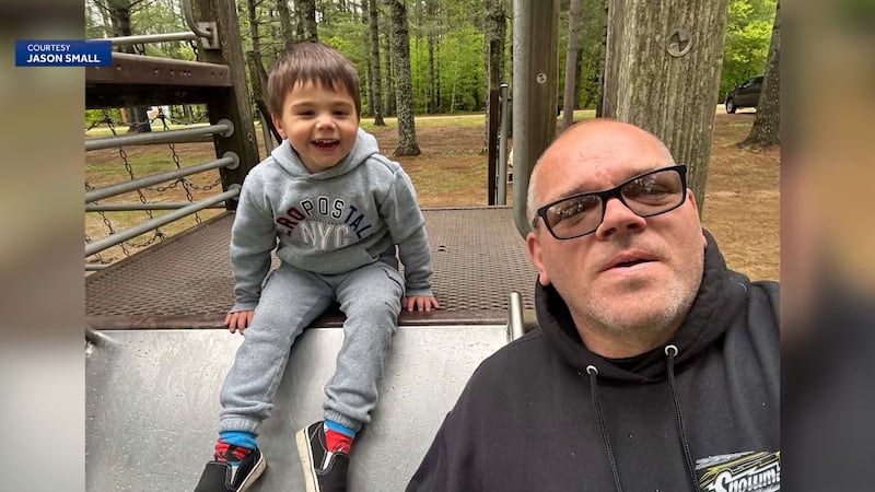Simon Gonzalez is pictured with his grandfather Jason Small.