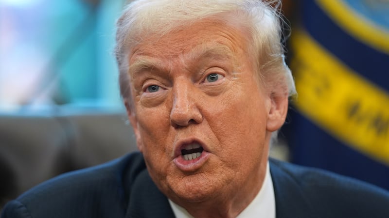 President Donald Trump talks after meeting with New York City Mayor-elect Zohran Mamdani in...