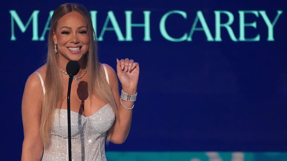 FILE - Mariah Carey accepts the ultimate icon award during the BET Awards on Monday, June 9,...