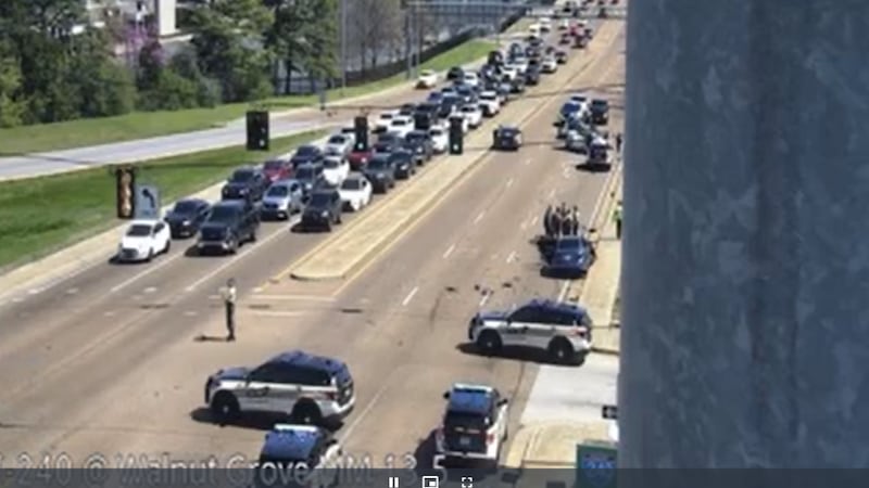 State Troopers blocking intersection on I-240 and Walnut Grove