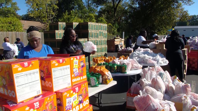 Food being handed out at a food drive