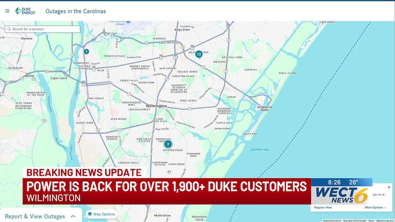 Power has been restored for nearly 2,000 Duke Energy customers in New Hanover County Tuesday...